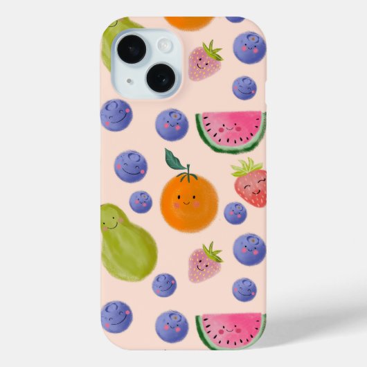 Kawaii Hand-drawn Happy Fruits Case-Mate iPhone Case (Achterkant)