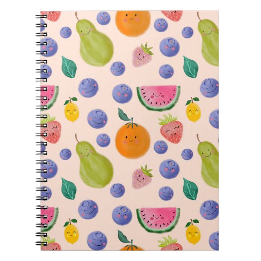 Kawaii Hand-drawn Happy Fruits Notitieboek (Voorkant)