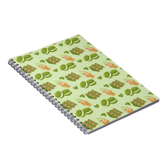 Kawaii Hand-Drawn Matcha Sweets Seamless Pattern Notitieboek (Rechterzijde)