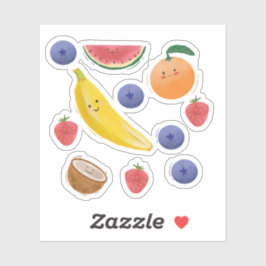 Kawaii handgetekende fruitillustratie sticker