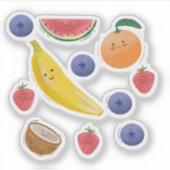 Kawaii handgetekende fruitillustratie sticker (Voorkant)