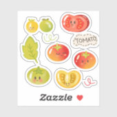 Kawaii handgetekende tomatenillustratie sticker (Vel)