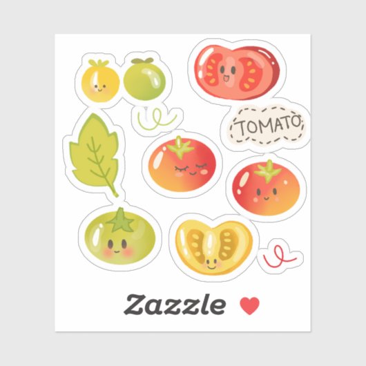 Kawaii handgetekende tomatenillustratie sticker (Vel)