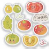 Kawaii handgetekende tomatenillustratie sticker (Voorkant)