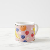 Kawaii handgetekende vruchten met gezichten espresso kop (Voorkant rechts)