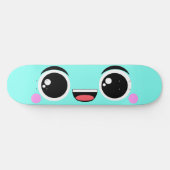 Kawaii Happy Anime Faced Aqua Skateboard (Horizontaal)