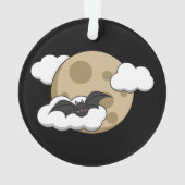 Kawaii Happy Bat Flying op Full Moon Ornament (achterkant)