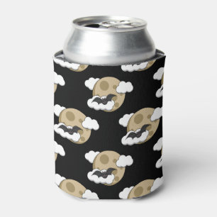 Kawaii Happy Bat Flying op Full Moon Pattern Blikjeskoeler