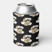 Kawaii Happy Bat Flying op Full Moon Pattern Blikjeskoeler (Blikje Achterkant)