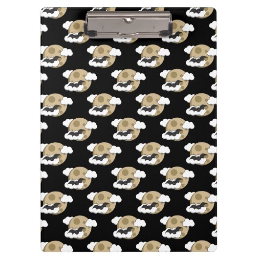 Kawaii Happy Bat Flying op Full Moon Pattern Klembord (Voorkant)