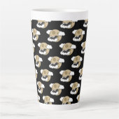 Kawaii Happy Bat Flying op Full Moon Pattern Latte Mok (Voorkant)
