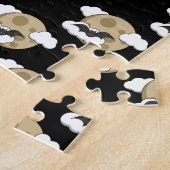 Kawaii Happy Bat Flying op Full Moon Pattern Legpuzzel (Zijkant)