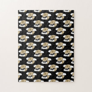 Kawaii Happy Bat Flying op Full Moon Pattern Legpuzzel
