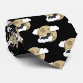 Kawaii Happy Bat Flying op Full Moon Pattern Stropdas (Opgerold)