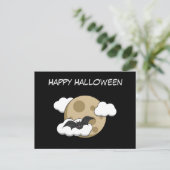 Kawaii Happy Bat Flying op Full Moon | Tekst toevo Briefkaart (Staand voorkant)