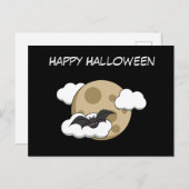 Kawaii Happy Bat Flying op Full Moon | Tekst toevo Briefkaart (Voorkant / Achterkant)