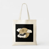 Kawaii Happy Bat Flying op Full Moon Tote Bag (Achterkant)