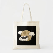 Kawaii Happy Bat Flying op Full Moon Tote Bag (Voorkant)