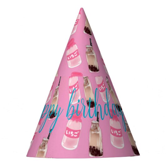 Kawaii Happy Birthday Feesthoedjes (Voorkant)