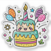 Kawaii Happy Birthday Sticker (Voorkant)
