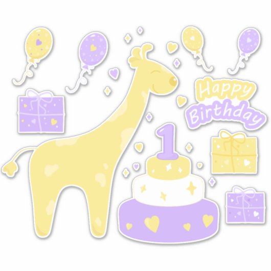 Kawaii Happy Birthday Vinyl Stickers (Voorkant)