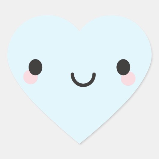 Kawaii Happy Face Hart Sticker (Voorkant)