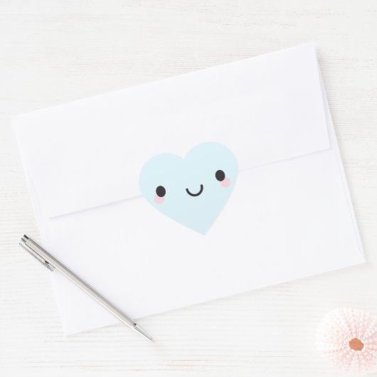 Kawaii Happy Face Hart Sticker (Envelop)