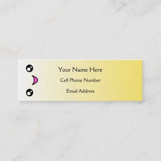 Kawaii Happy Face Skinny Profile Cards Mini Visitekaartje (Voorkant)