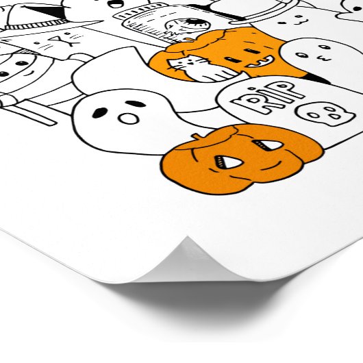 Kawaii Happy Halloween Doodle Poster (Hoek)
