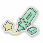 Kawaii Happy Highlighter Star Studystickers Sticker (Voorkant)