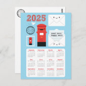Kawaii Happy Mail 2025 Kalender Briefkaart (Voorkant / Achterkant)