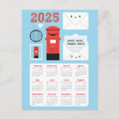 Kawaii Happy Mail 2025 Kalender Briefkaart (Voorkant)