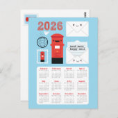 Kawaii Happy Mail 2026 Kalender Briefkaart (Voorkant / Achterkant)