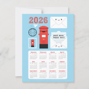 Kawaii Happy Mail 2026 Kalender Briefkaart