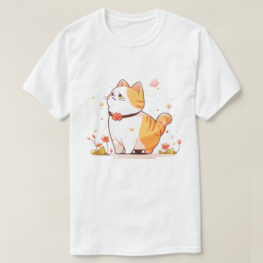 Kawaii Happy Oranje Tabby Cat T-shirt (Design voorkant)