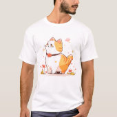 Kawaii Happy Oranje Tabby Cat T-shirt (Voorkant)