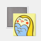 Kawaii Happy Owl Magneet (Voorkant / Achterkant)