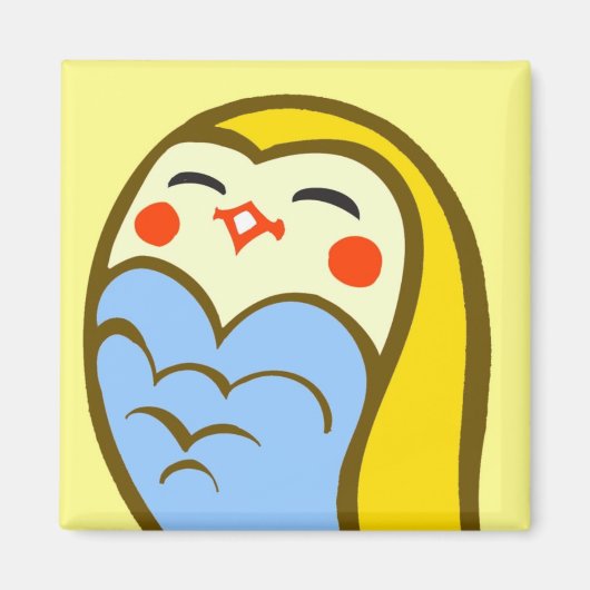 Kawaii Happy Owl Magneet (Voorkant)