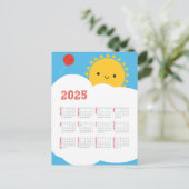 Kawaii Happy Sun 2025 Kalender Briefkaart (Staand voorkant)