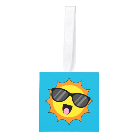 Kawaii Happy Sun met zonnebril Decoratie (Voorkant)