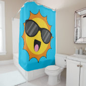 Kawaii Happy Sun met zonnebril Douchegordijn (In situ)