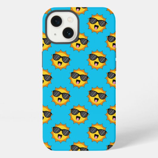Kawaii Happy Sun met zonnebril iPhone Hoesje (Achterkant)