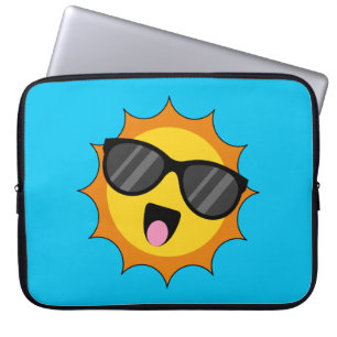 Kawaii Happy Sun met zonnebril Laptop Sleeve