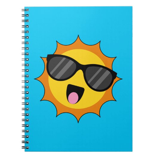 Kawaii Happy Sun met zonnebril Notitieboek (Voorkant)