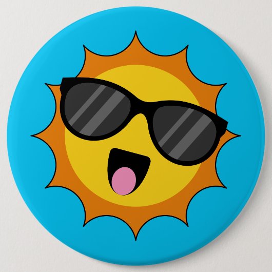 Kawaii Happy Sun met zonnebril Ronde Button 6,0 Cm (Voorkant)