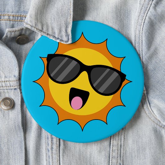 Kawaii Happy Sun met zonnebril Ronde Button 6,0 Cm (In situ)