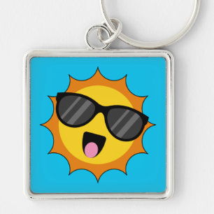 Kawaii Happy Sun met zonnebril Sleutelhanger