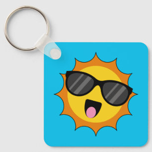Kawaii Happy Sun met zonnebril Sleutelhanger
