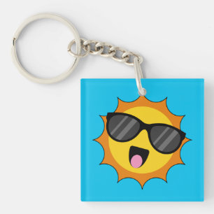 Kawaii Happy Sun met zonnebril Sleutelhanger