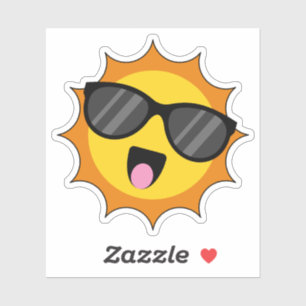 Kawaii Happy Sun met zonnebril Sticker